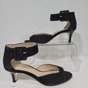 Pelle Moda Berlin Suede Ankle Strap Peep Toe Dress Sandals, 6.5